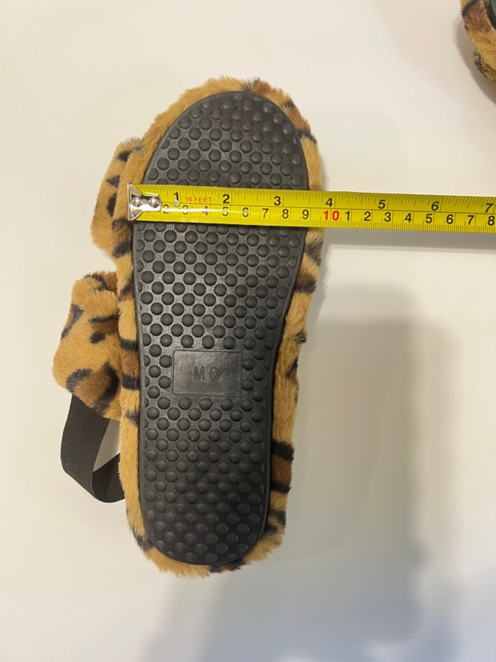 Kensie Leopard Print Plush Faux-Fur Slide Slipper Sandals Size 8 Boho Chic - Picture 7 of 8